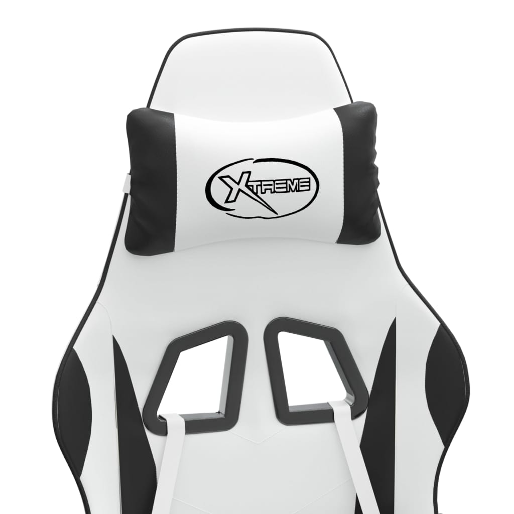 Chaise de jeu avec repose-pied Blanc et noir Similicuir - XIOS