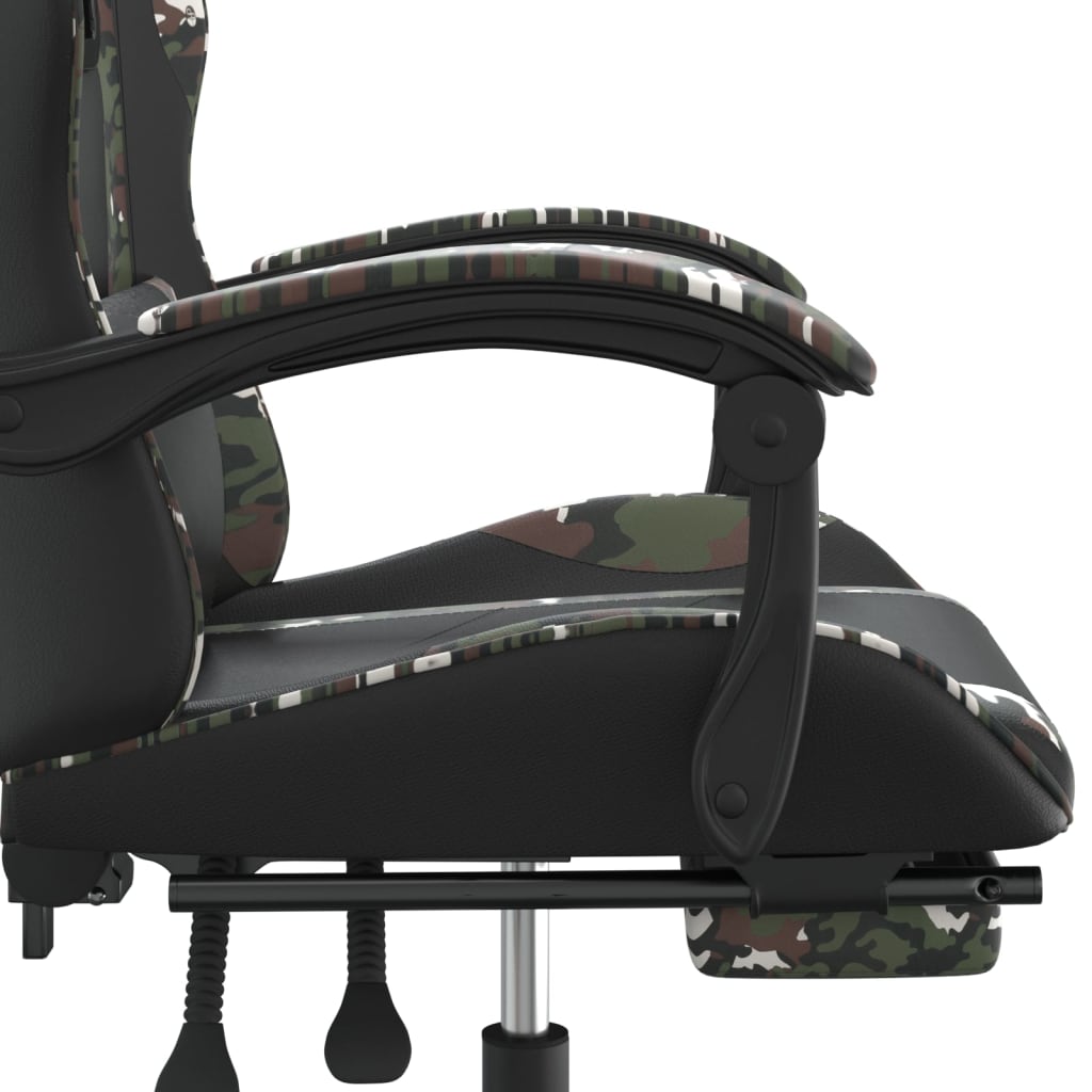Chaise de jeu avec repose-pied Noir et camouflage Similicuir - XIOS