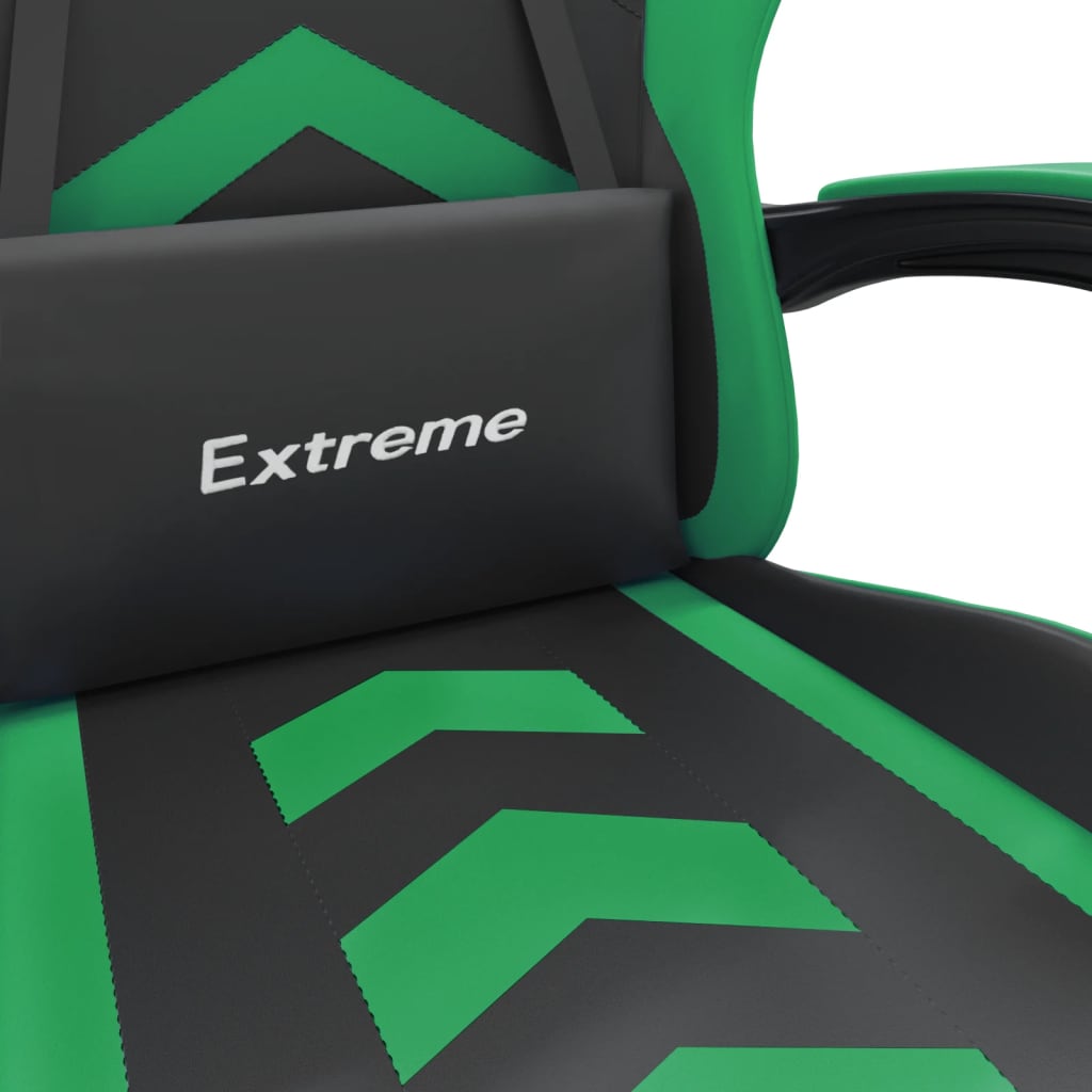 Chaise de jeu avec repose-pied Noir et vert Similicuir - XIOS
