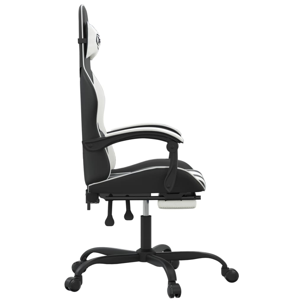 Chaise de jeu avec repose-pied Noir et blanc Similicuir - XIOS