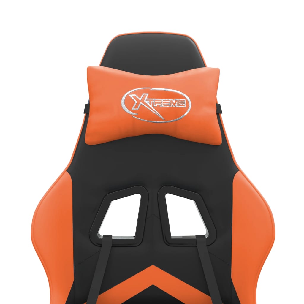 Chaise de jeu avec repose-pied Noir et orange Similicuir - XIOS
