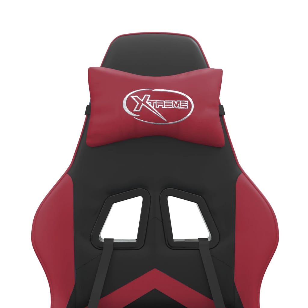 Chaise de jeu avec repose-pied Noir/rouge bordeaux Similicuir - XIOS