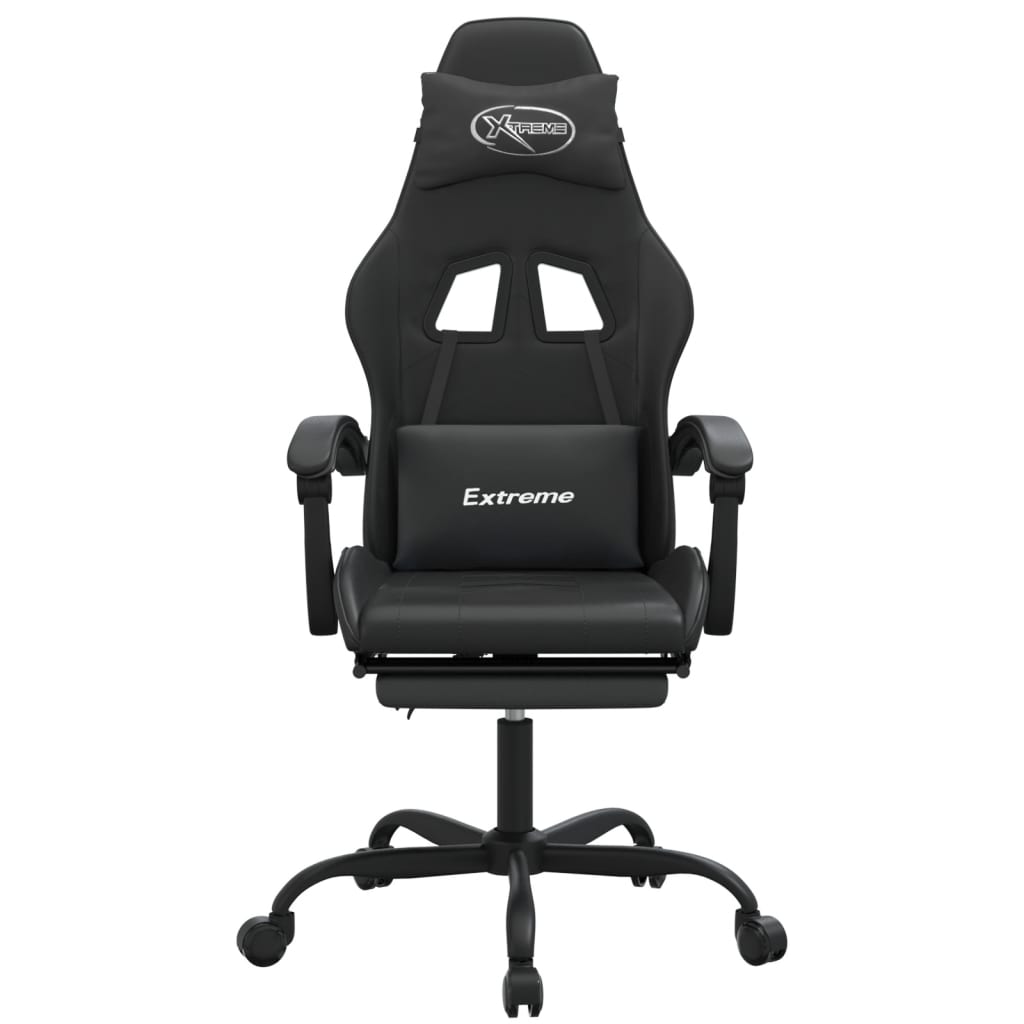 Chaise de jeu avec repose-pied Noir Similicuir - XIOS