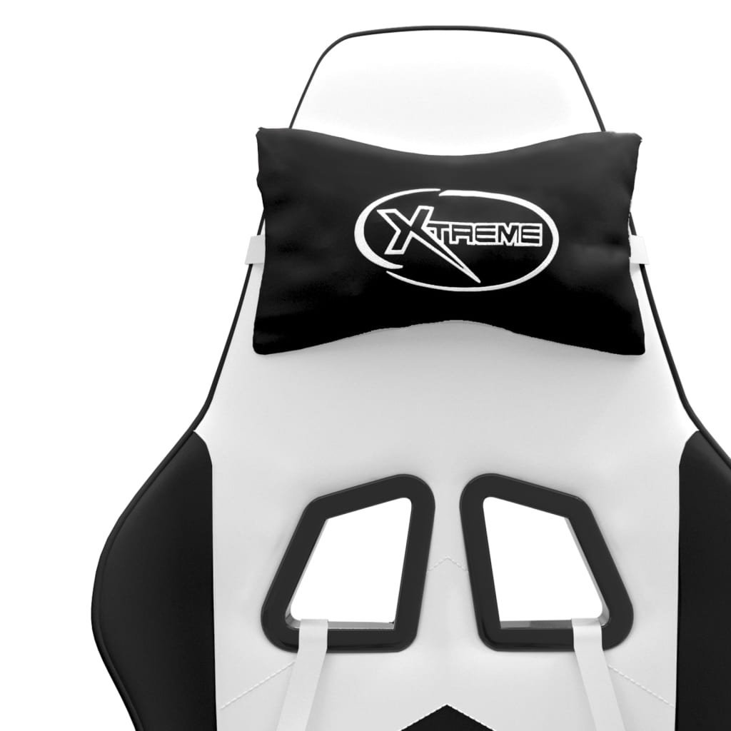 Chaise de jeu avec repose-pied Blanc et noir Similicuir - XIOS