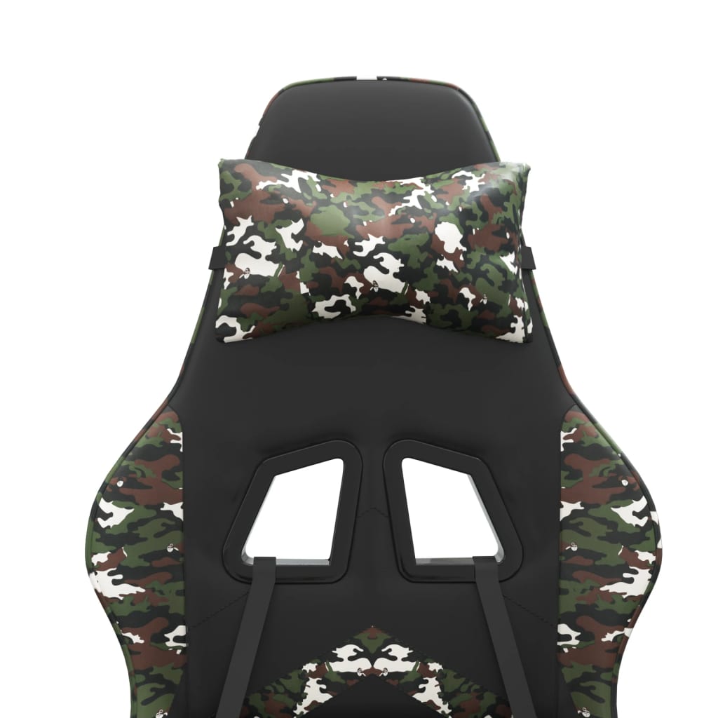 Chaise de jeu avec repose-pied Noir et camouflage Similicuir - XIOS