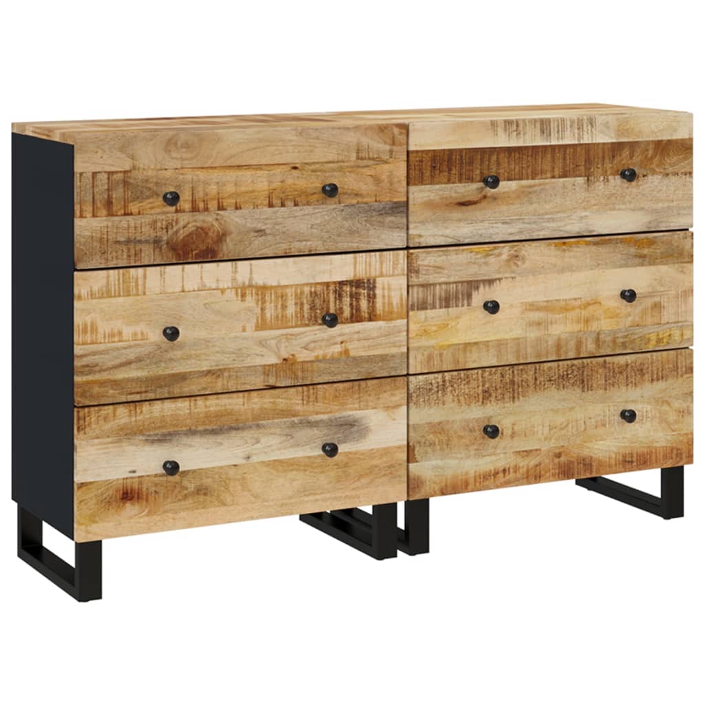 Buffets 2 pcs 60x33x75 cm Bois de manguier brut - XIOS