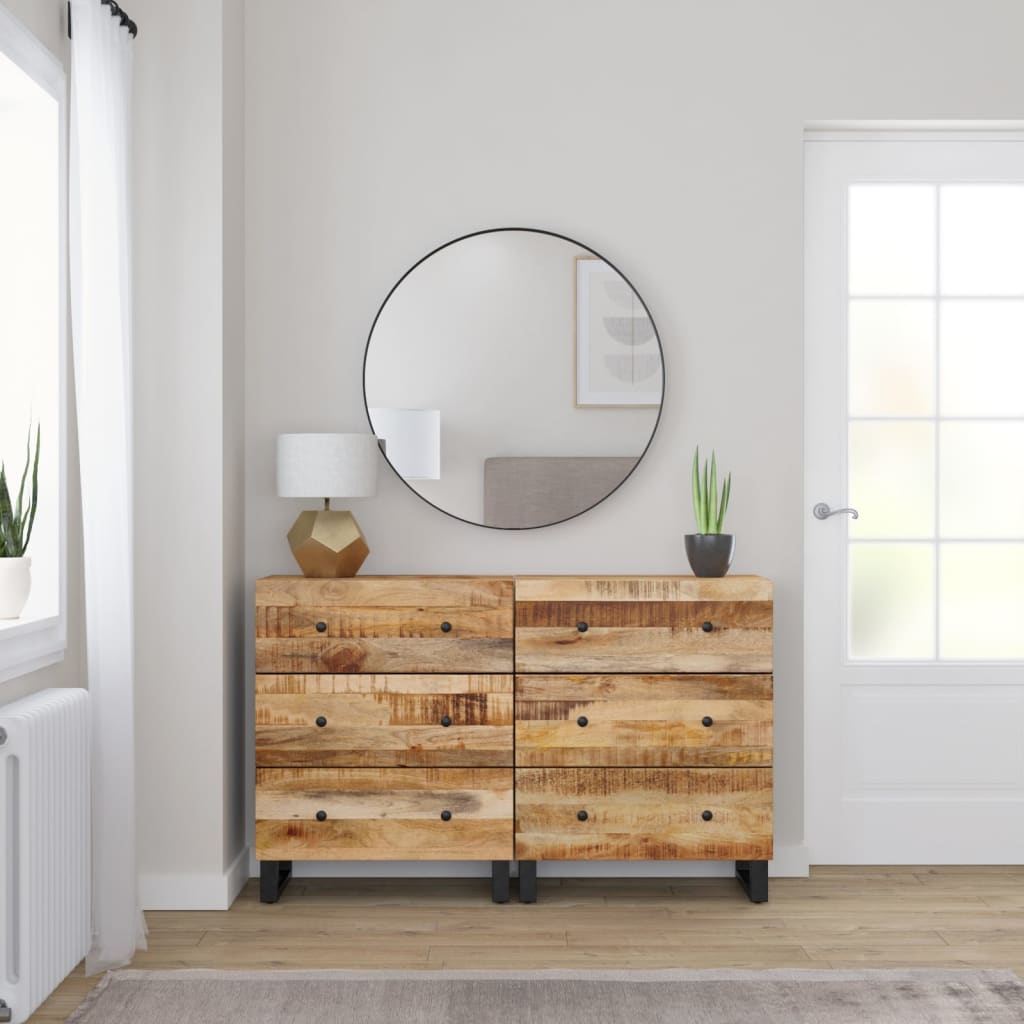 Buffets 2 pcs 60x33x75 cm Bois de manguier brut - XIOS