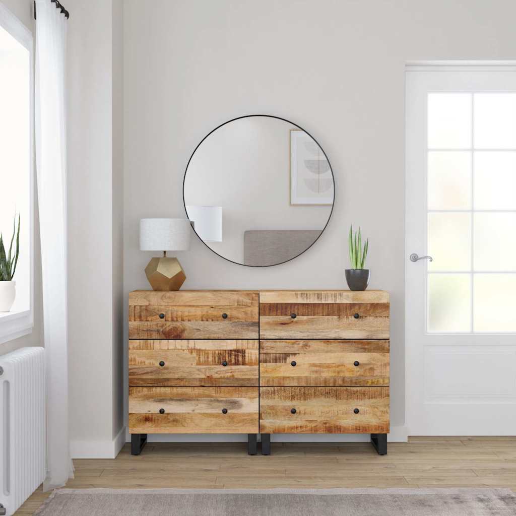 Buffets 2 pcs 60x33x75 cm Bois de manguier brut