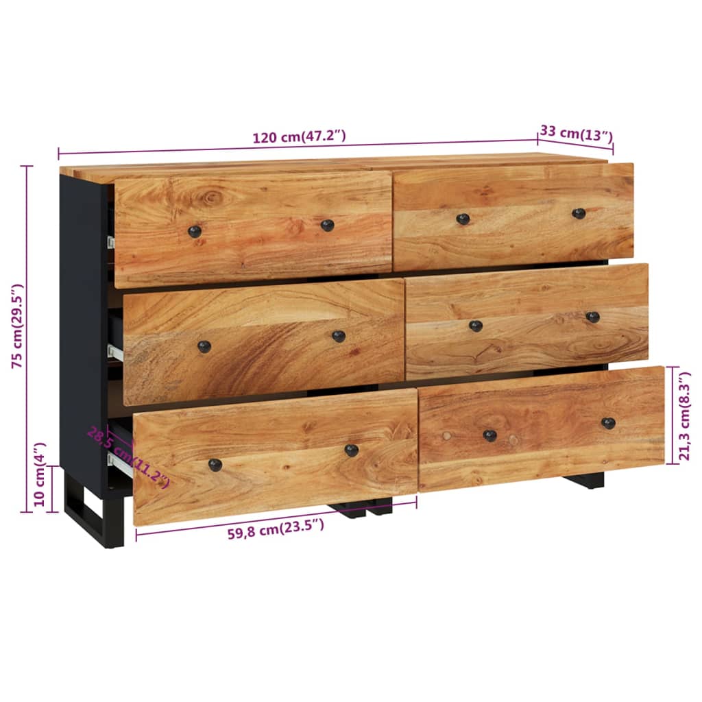 Buffets 2 pcs 60x33x75 cm bois massif d'acacia - XIOS