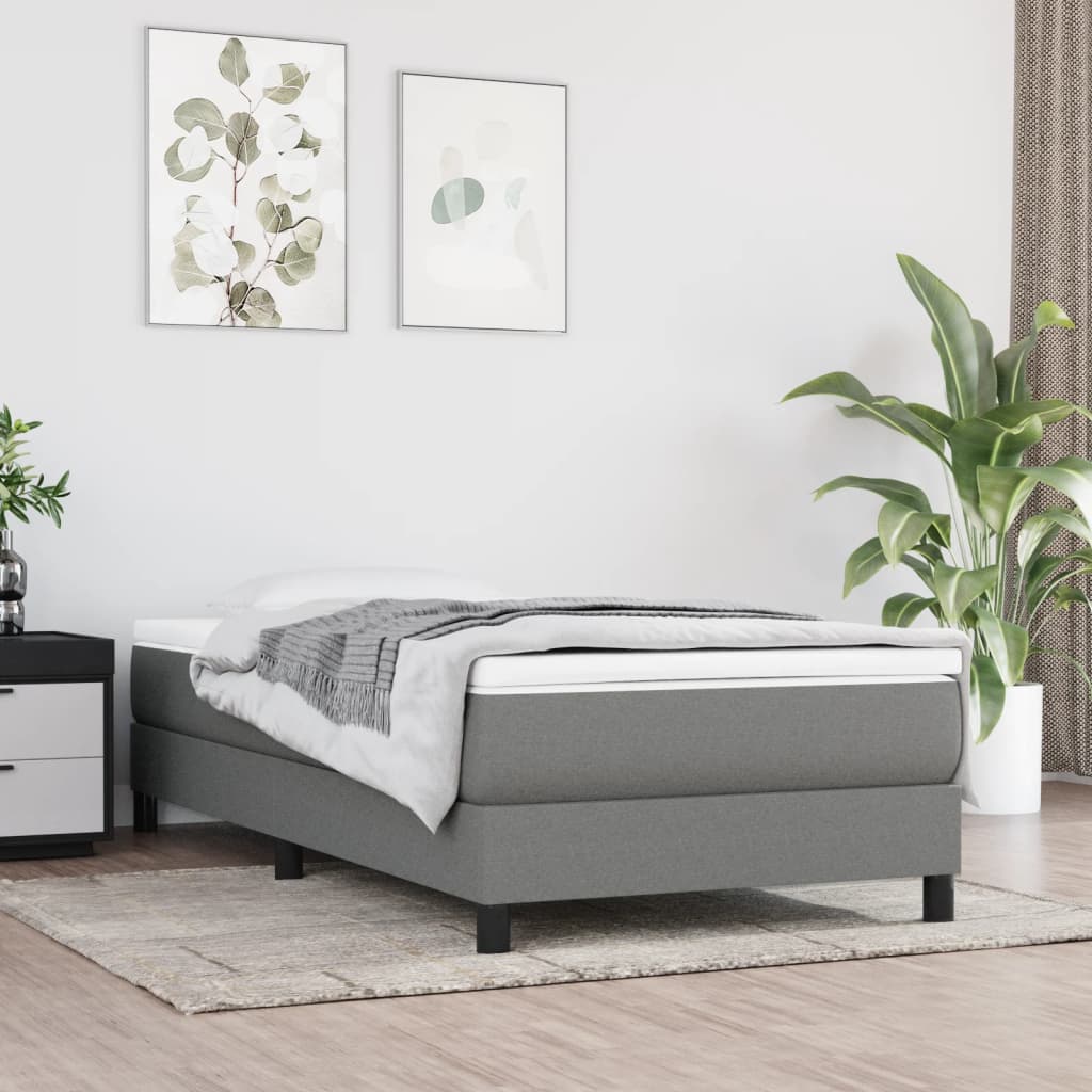 Cadre de lit sans matelas gris foncé 100x200 cm tissu - XIOS
