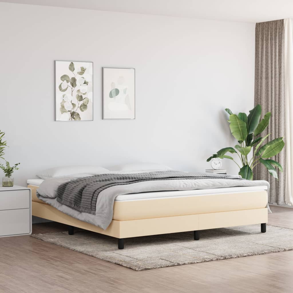 Cadre de lit sans matelas crème 180x200 cm tissu - XIOS