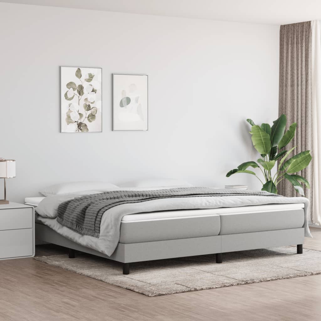 Cadre de lit sans matelas gris clair 200x200 cm tissu - XIOS