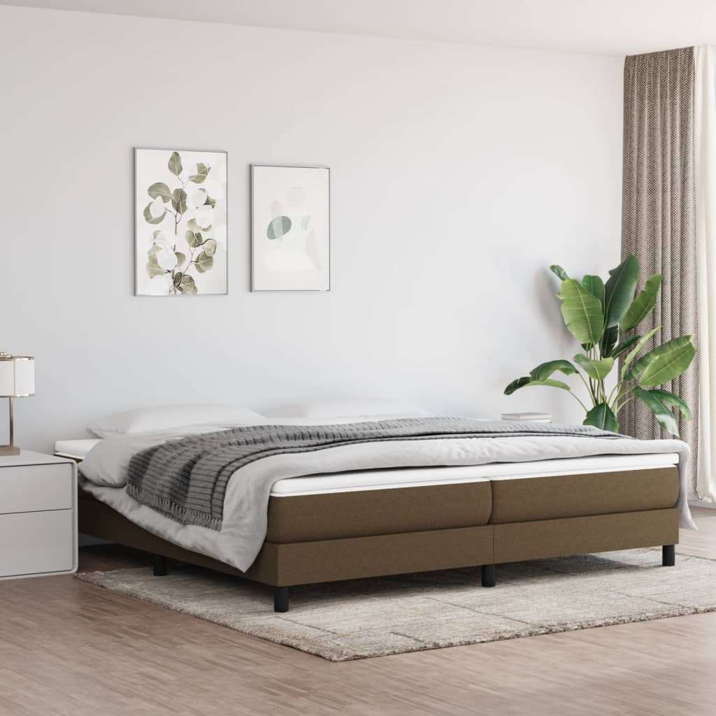 Cadre de lit sans matelas marron foncé 200x200 cm tissu - XIOS