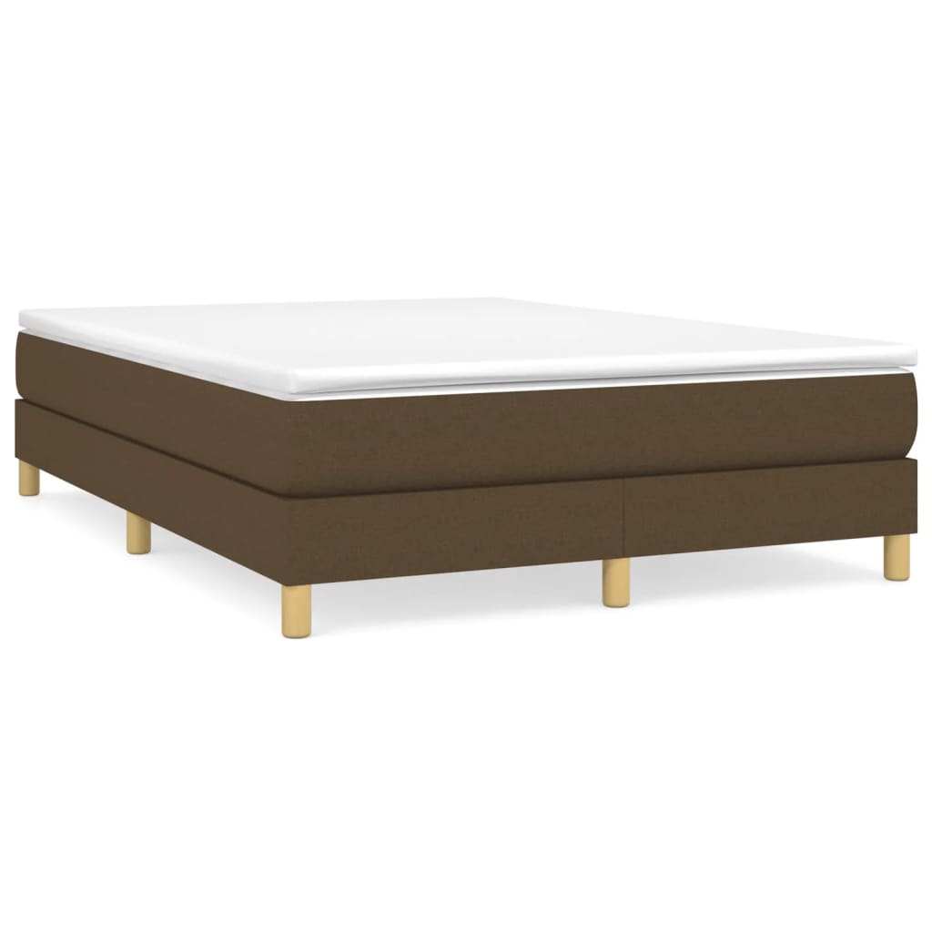 Cadre de lit sans matelas marron foncé 140x190 cm tissu - XIOS