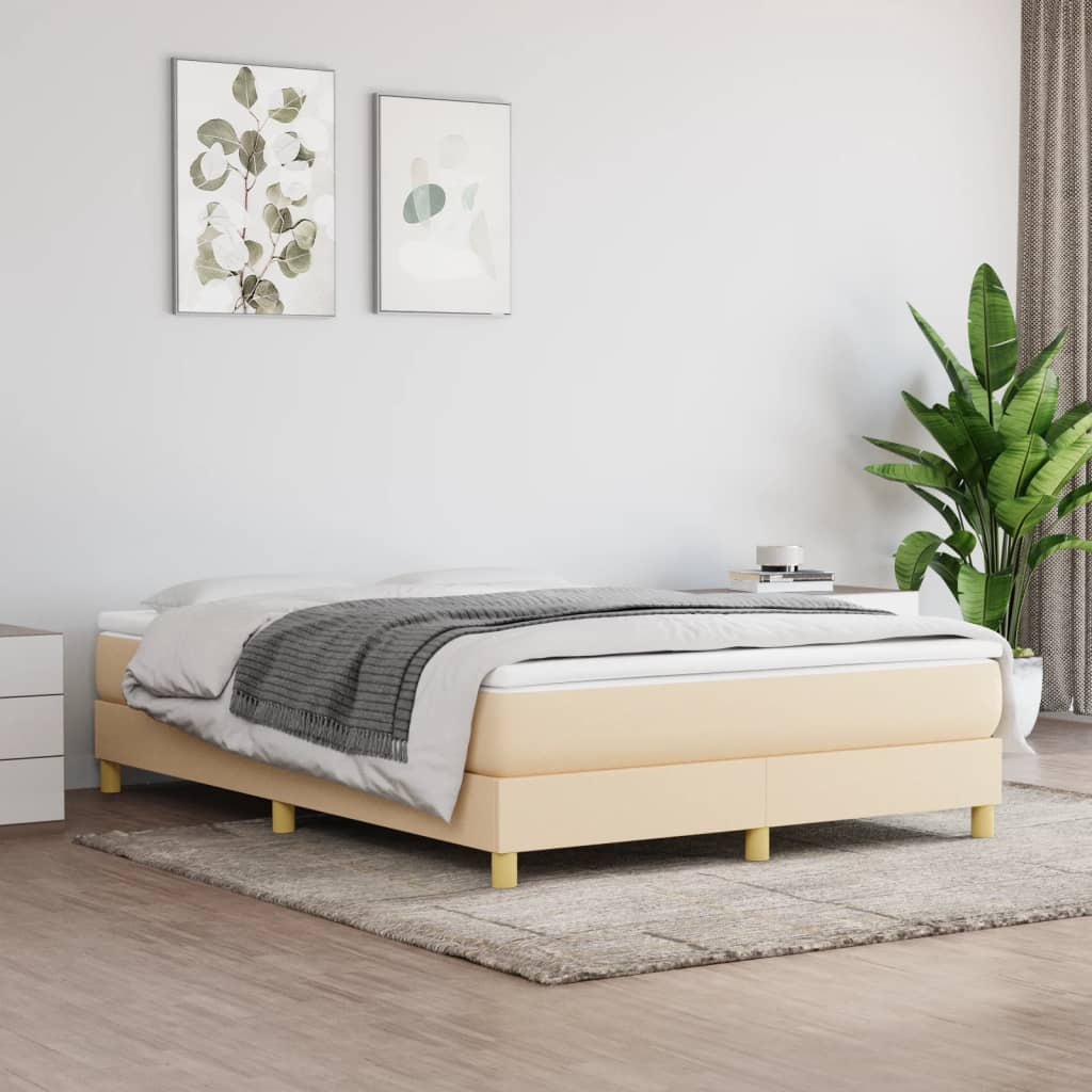 Cadre de lit sans matelas crème 140x200 cm tissu - XIOS