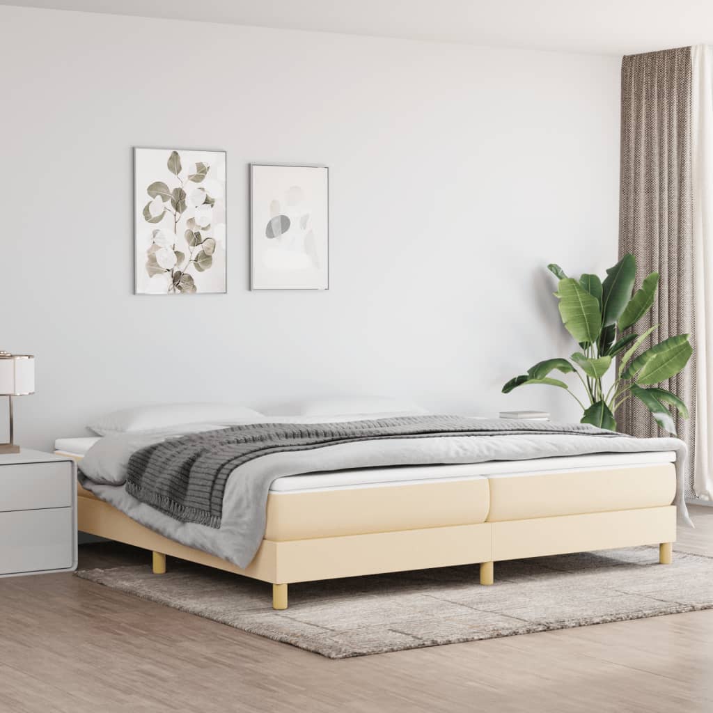 Cadre de lit sans matelas crème 200x200 cm tissu - XIOS