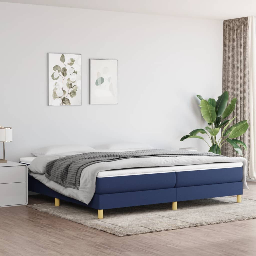 Cadre de lit sans matelas bleu 200x200 cm tissu - XIOS