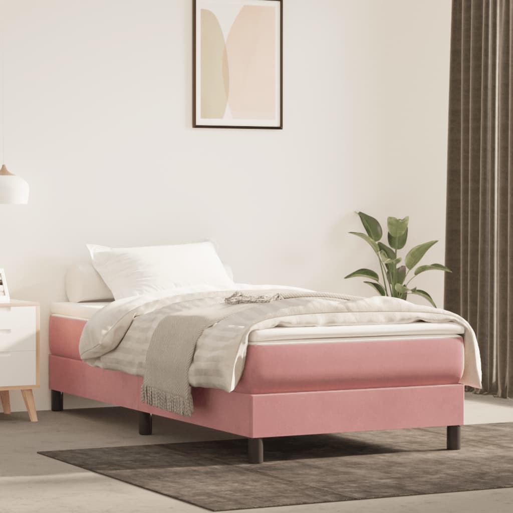 Cadre de lit sans matelas rose 80x200 cm velours - XIOS