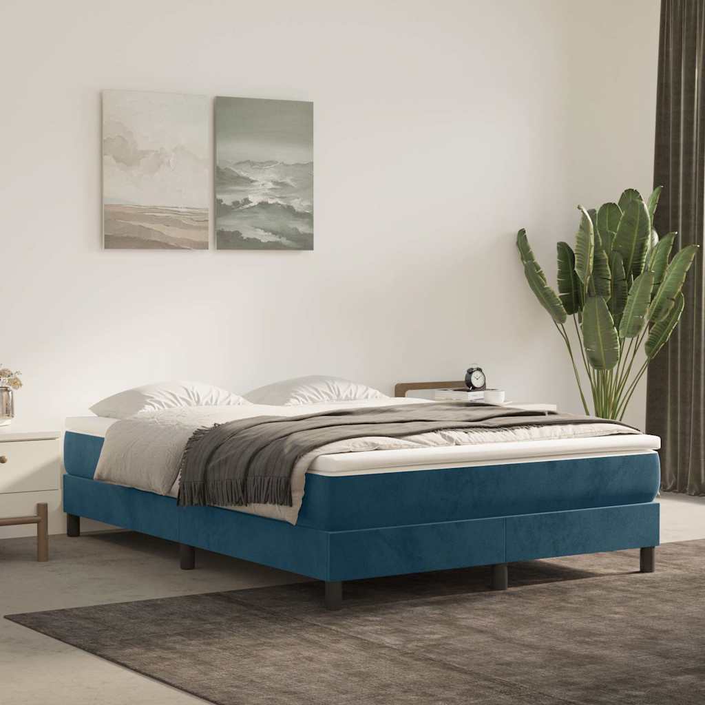 Cadre de lit bleu foncé 140x190 cm velours - XIOS