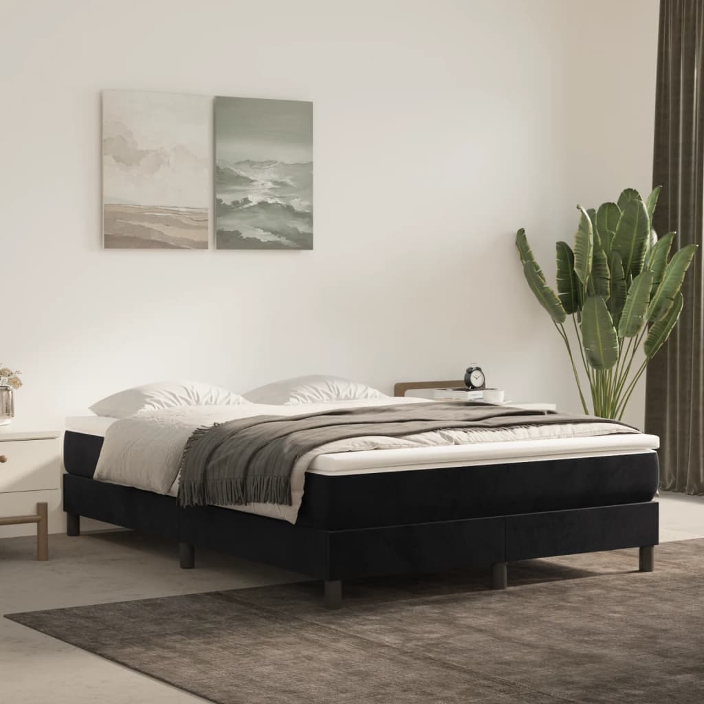 Cadre de lit sans matelas noir 140x200 cm velours - XIOS