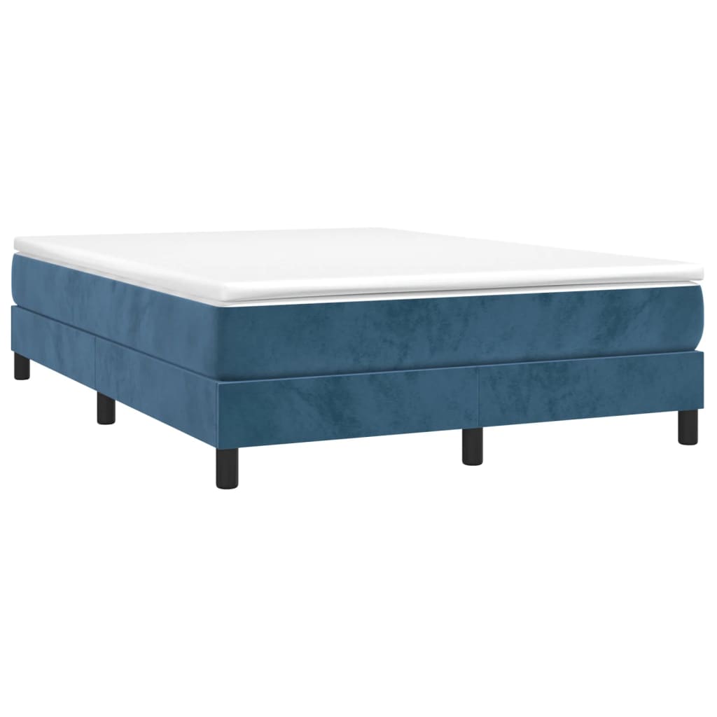 Cadre de lit sans matelas bleu foncé 140x200 cm velours - XIOS