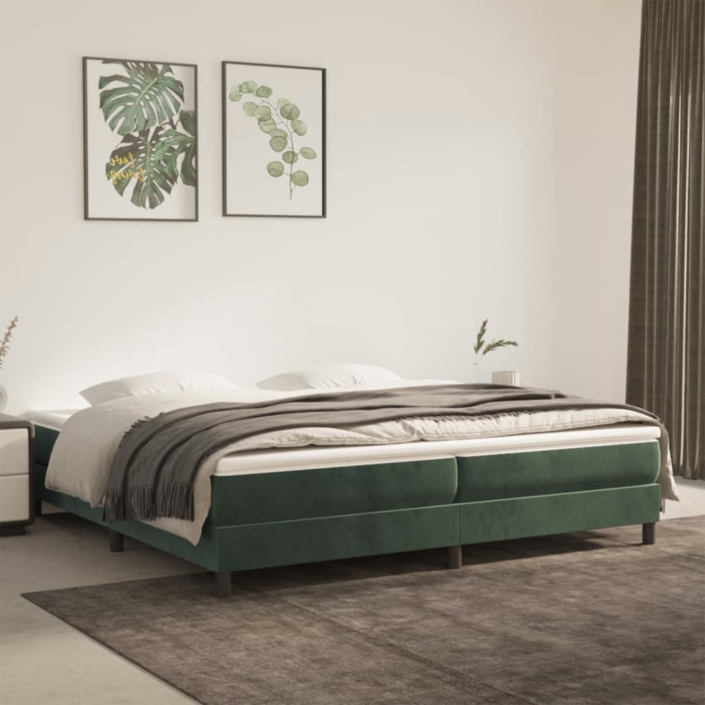 Cadre de lit sans matelas vert foncé 200x200 cm velours - XIOS