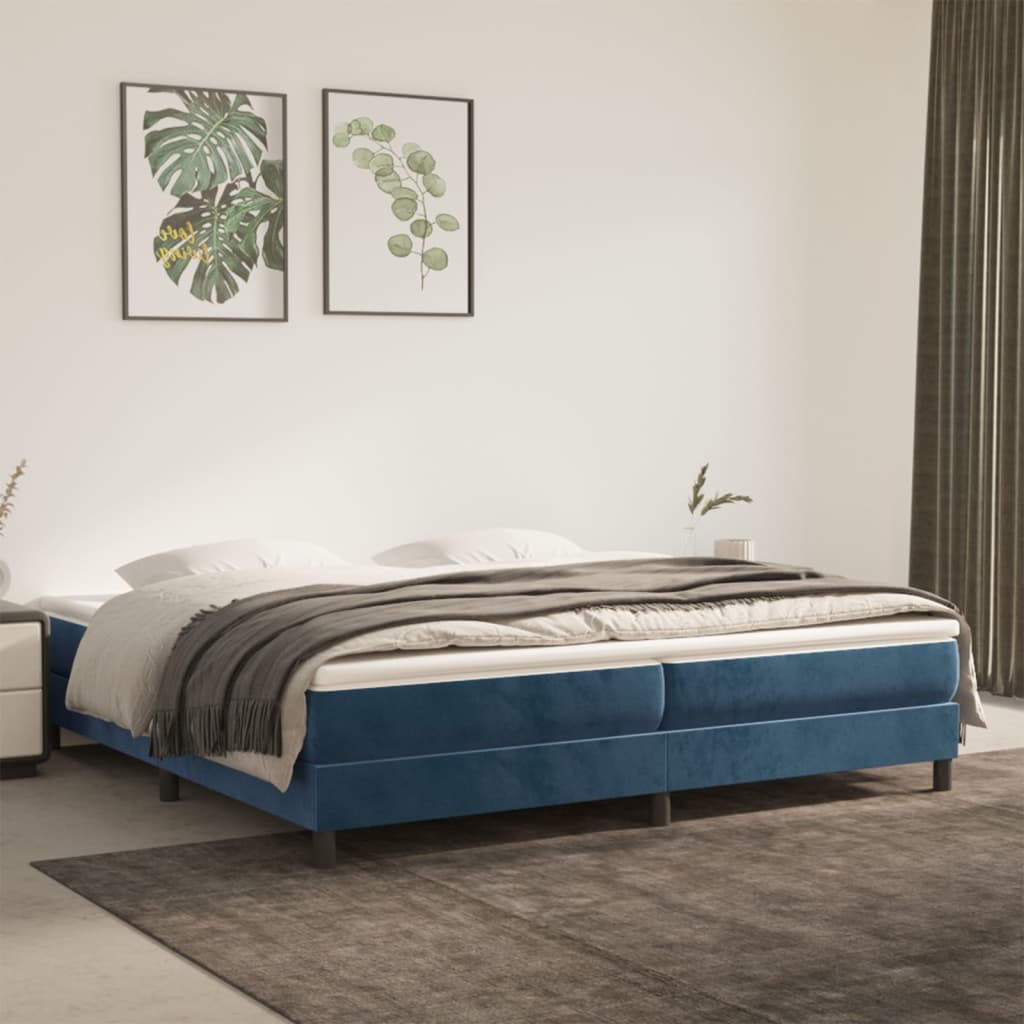 Cadre de lit sans matelas bleu foncé 200x200 cm velours - XIOS