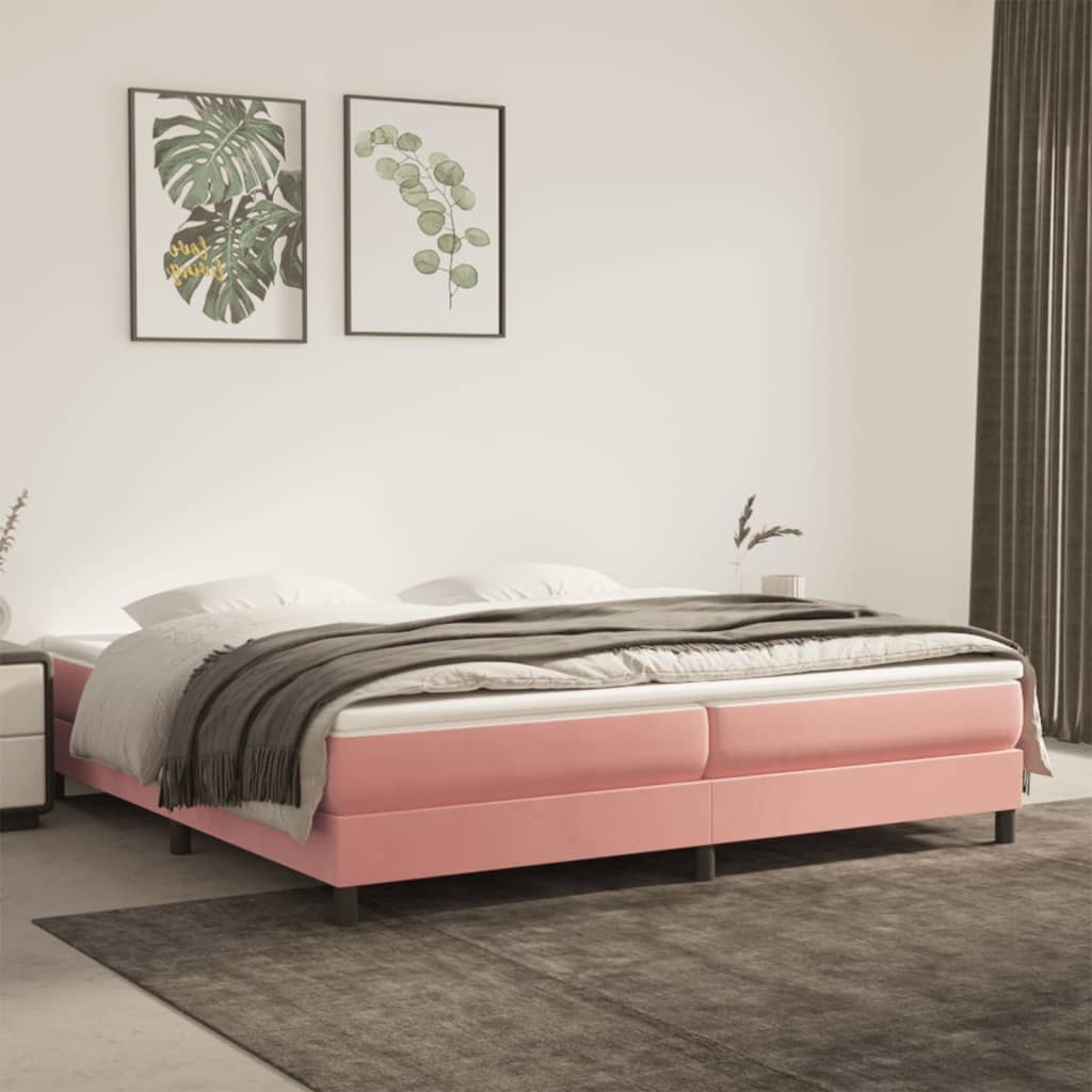 Cadre de lit sans matelas rose 200x200 cm velours - XIOS