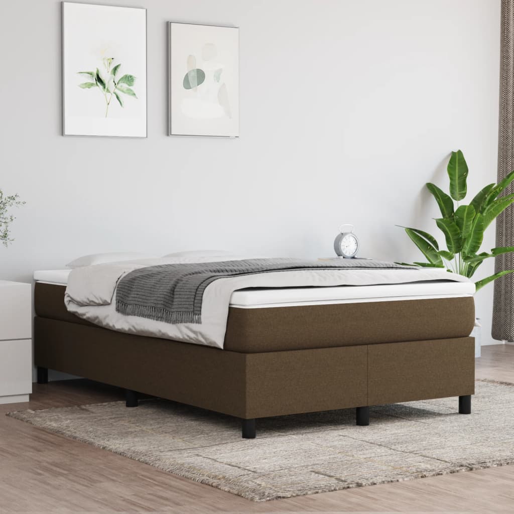 Cadre de lit sans matelas marron foncé 120x200 cm tissu - XIOS