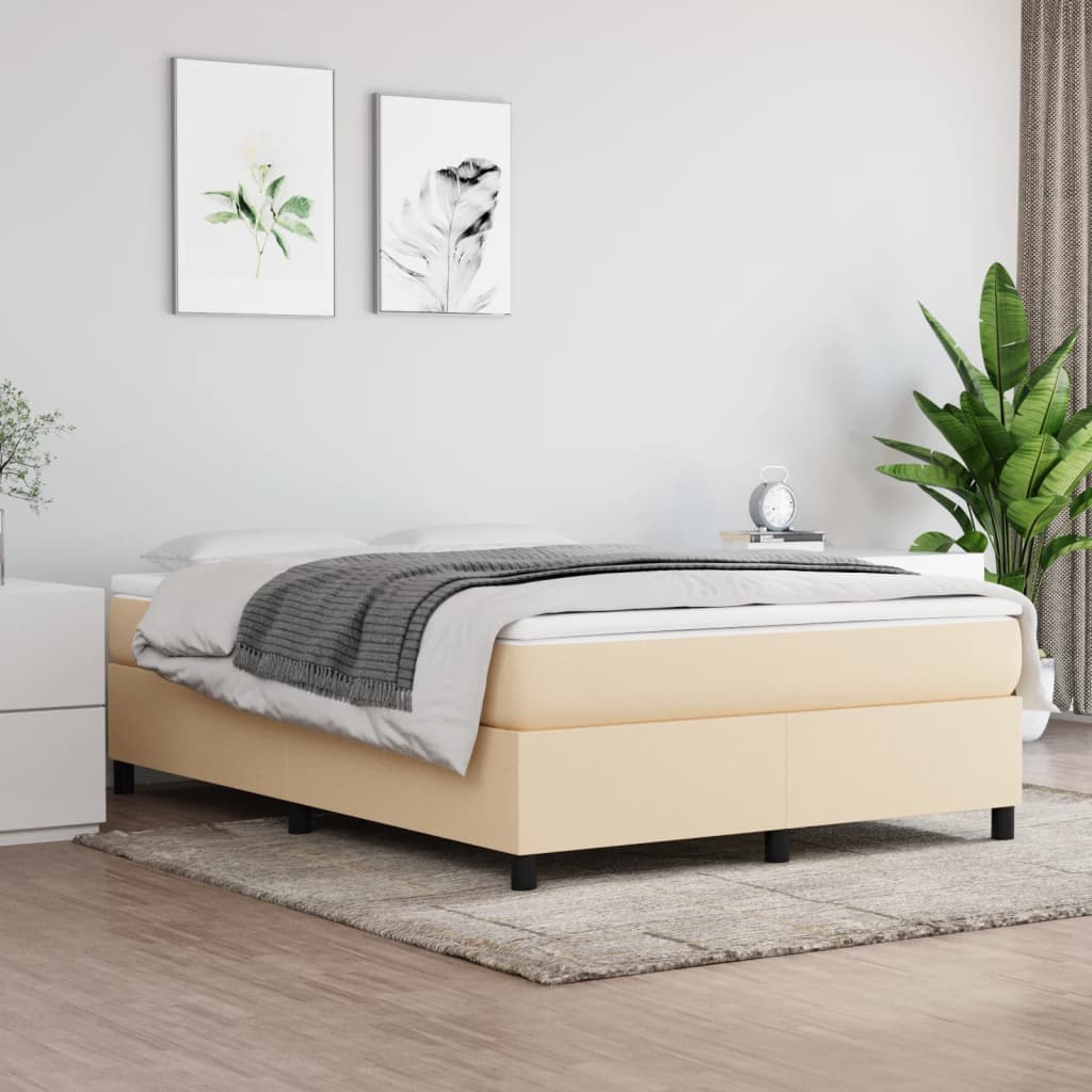 Cadre de lit sans matelas crème 140x190 cm tissu - XIOS