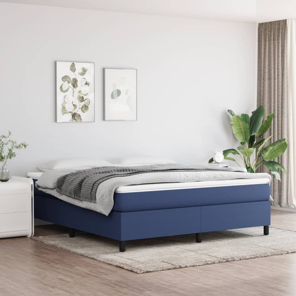 Cadre de lit sans matelas bleu 160x200 cm tissu - XIOS