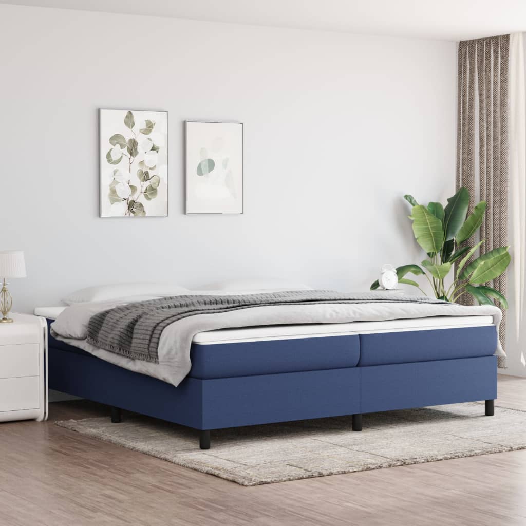 Cadre de lit sans matelas bleu 200x200 cm tissu - XIOS