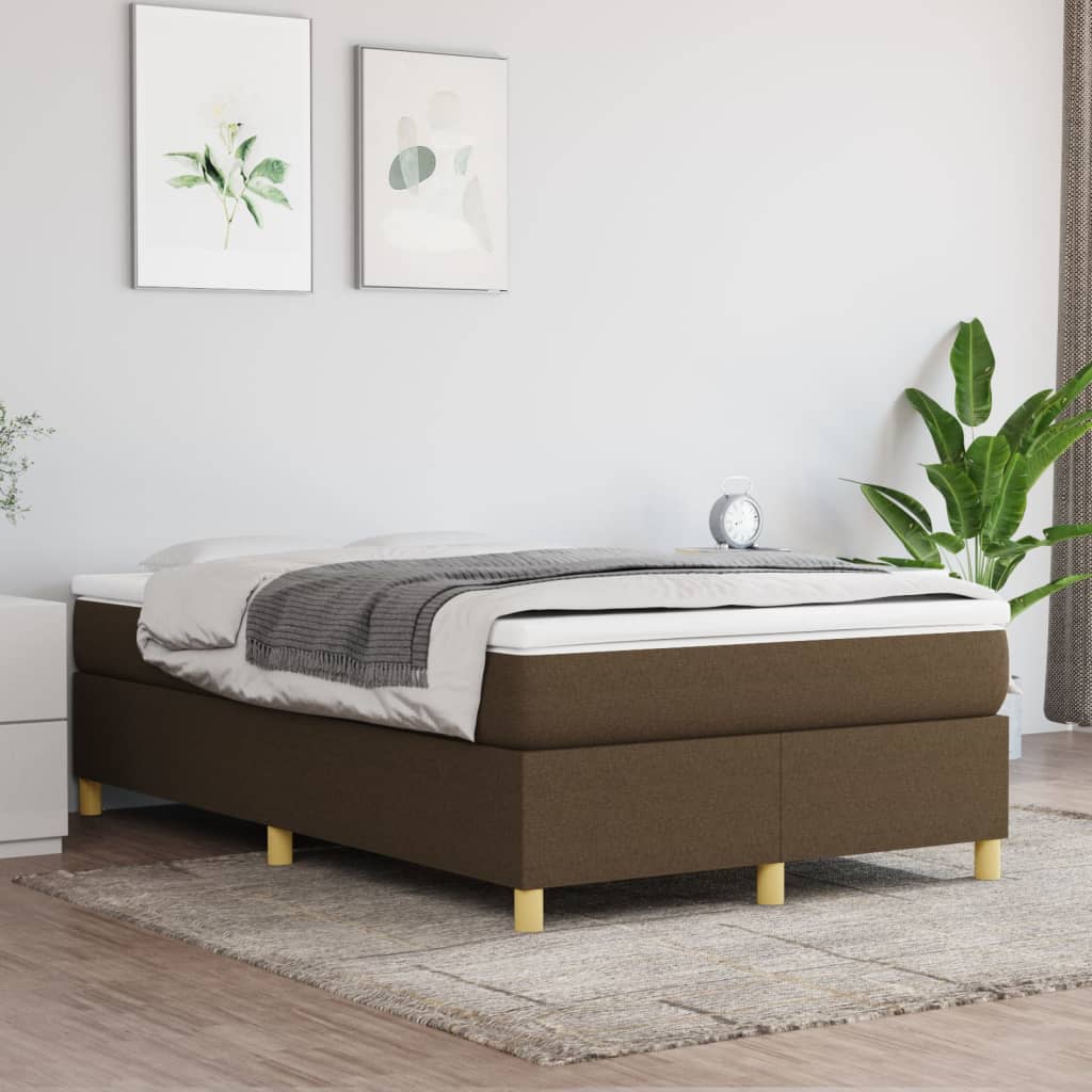 Cadre de lit à ressorts marron foncé 120x200 cm tissu - XIOS