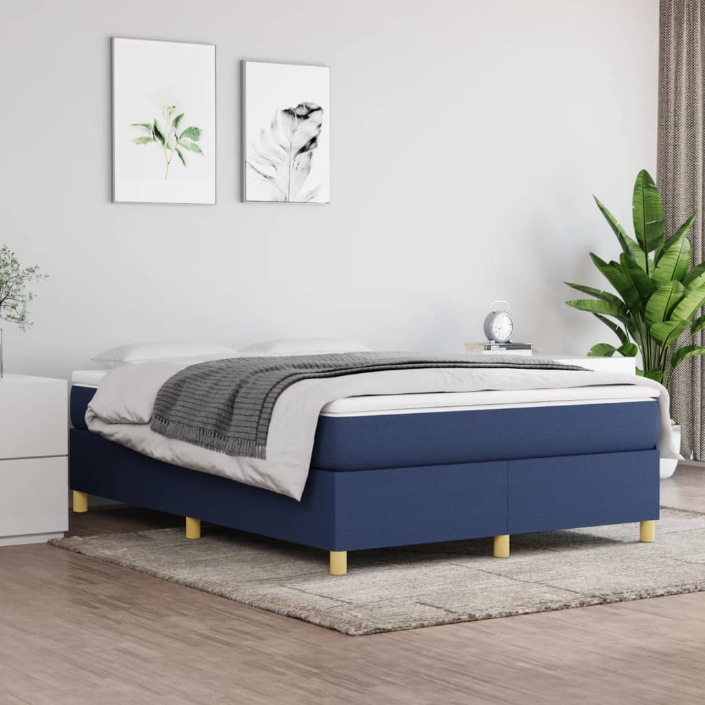 Cadre de lit sans matelas bleu 140x190 cm tissu - XIOS