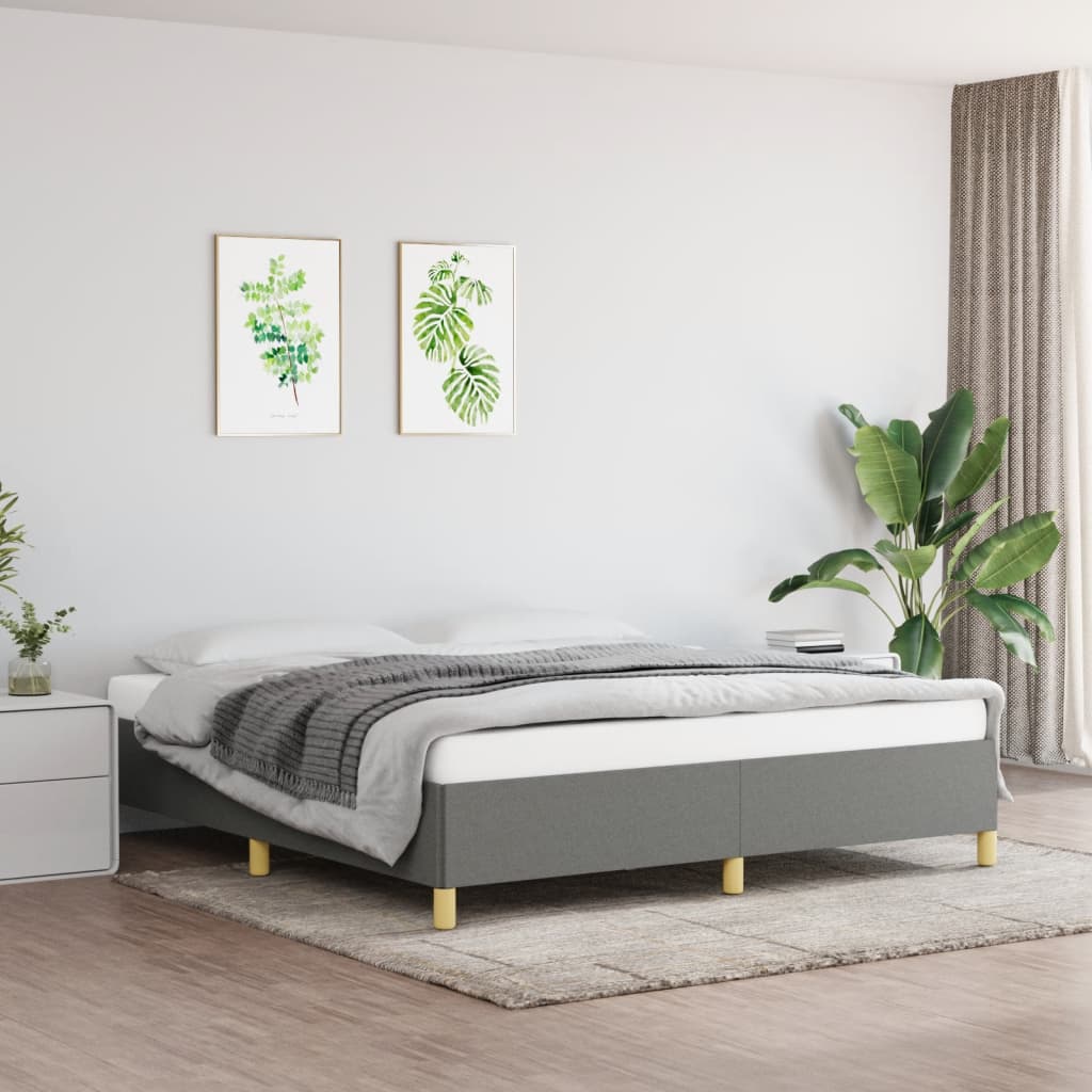Cadre de lit sans matelas gris foncé 160x200 cm tissu - XIOS
