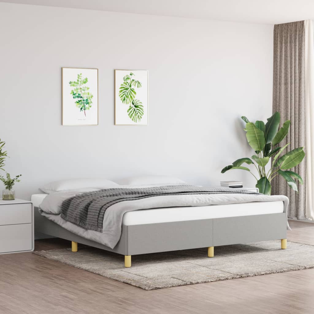Cadre de lit sans matelas gris clair 180x200 cm tissu - XIOS