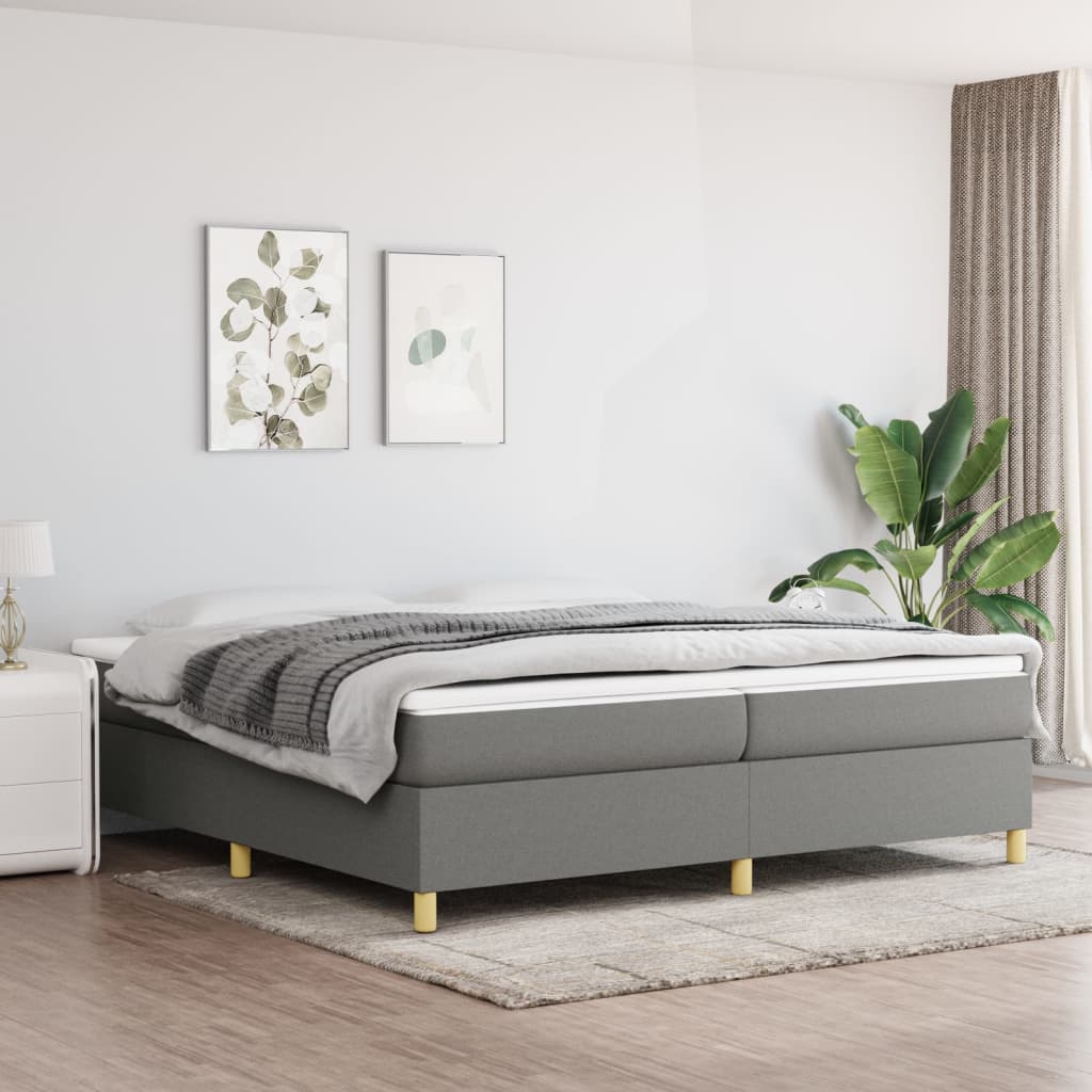 Cadre de lit sans matelas gris foncé 200x200 cm tissu - XIOS