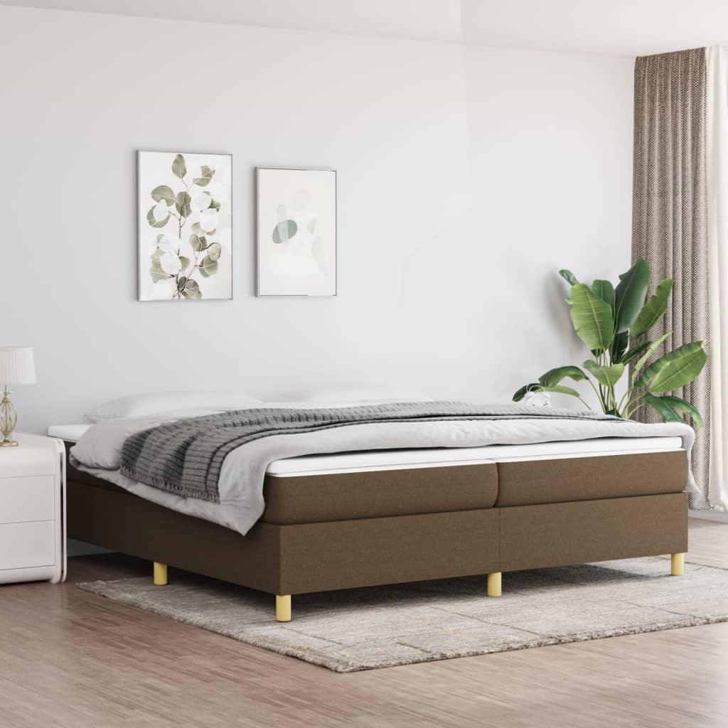 Cadre de lit sans matelas marron foncé 200x200 cm tissu - XIOS