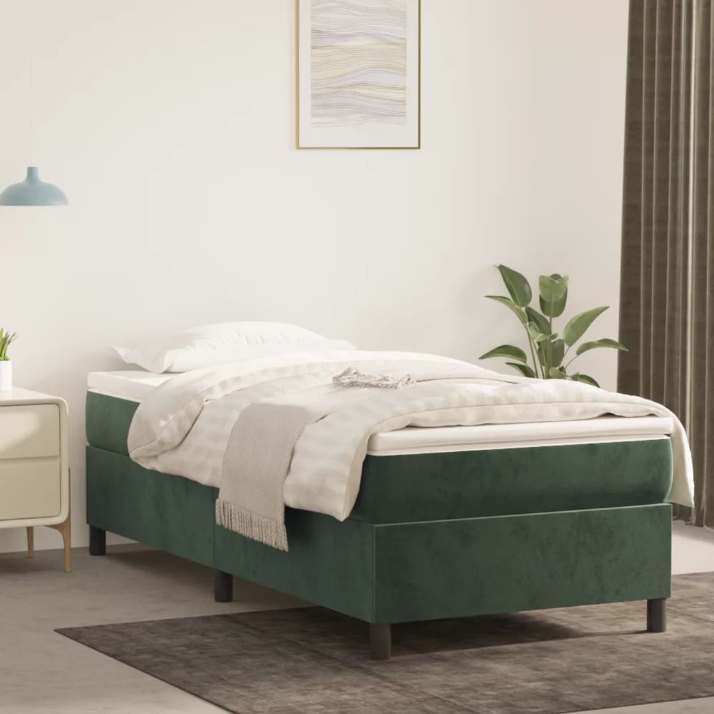 Cadre de lit sans matelas vert foncé 80x200 cm velours - XIOS