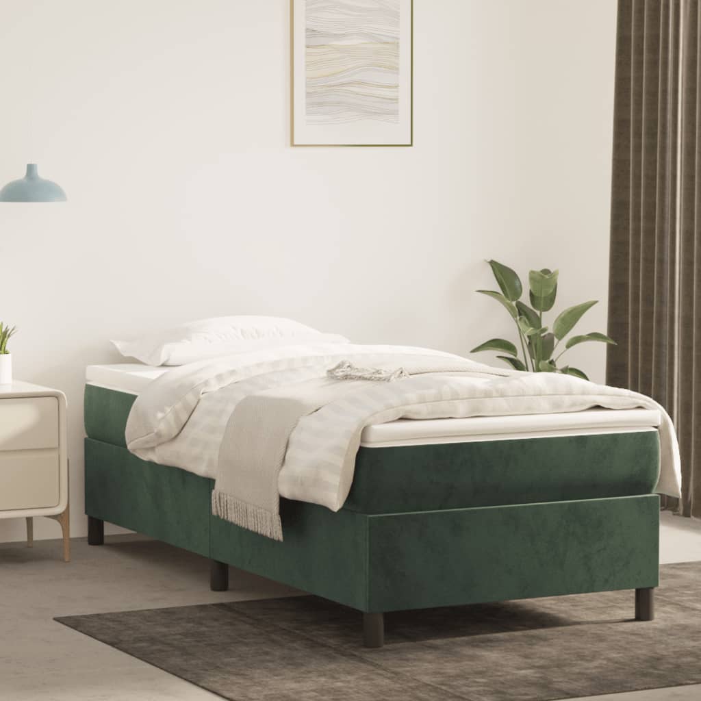 Cadre de lit sans matelas vert foncé 90x190 cm velours - XIOS