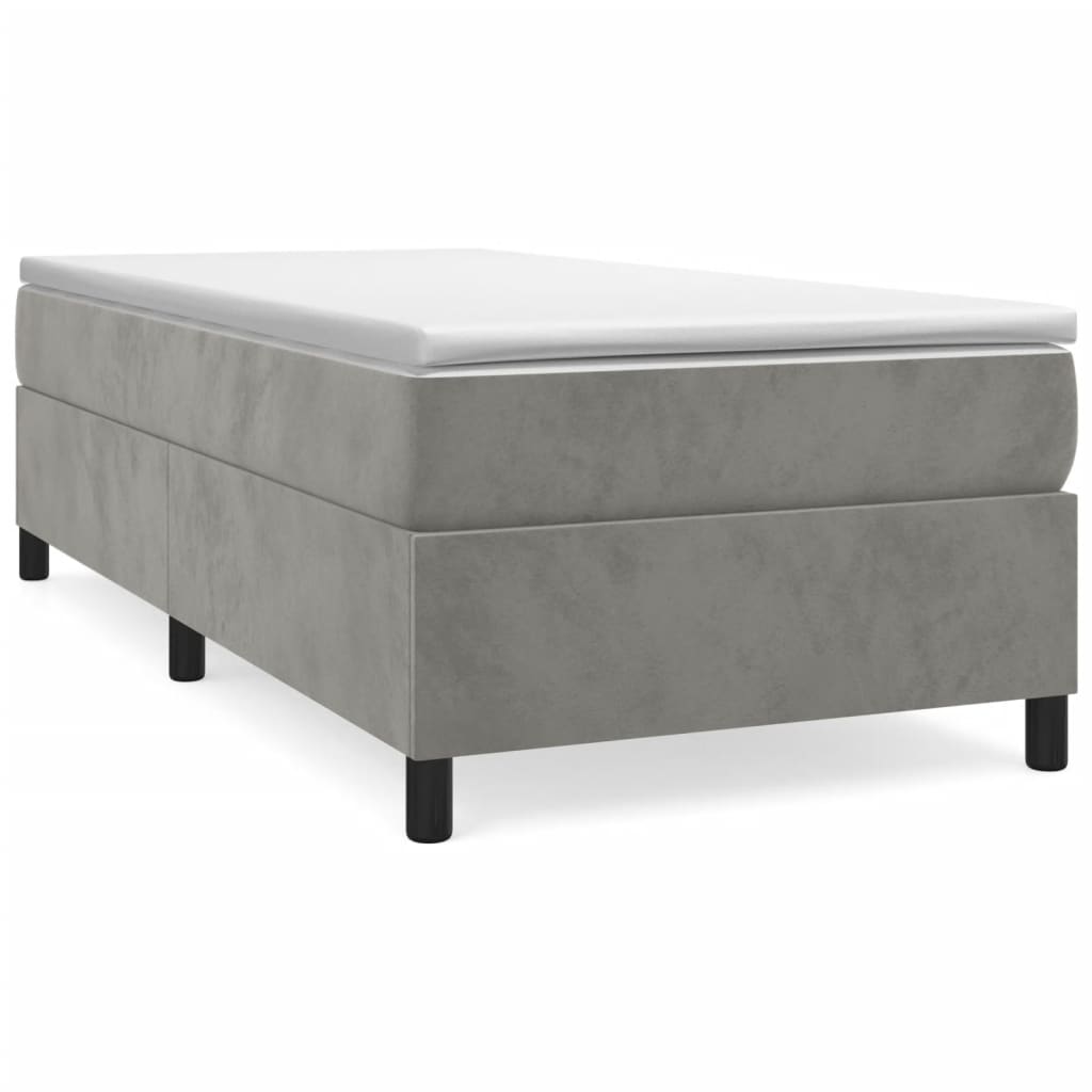Cadre de lit sans matelas gris clair 100x200 cm velours - XIOS