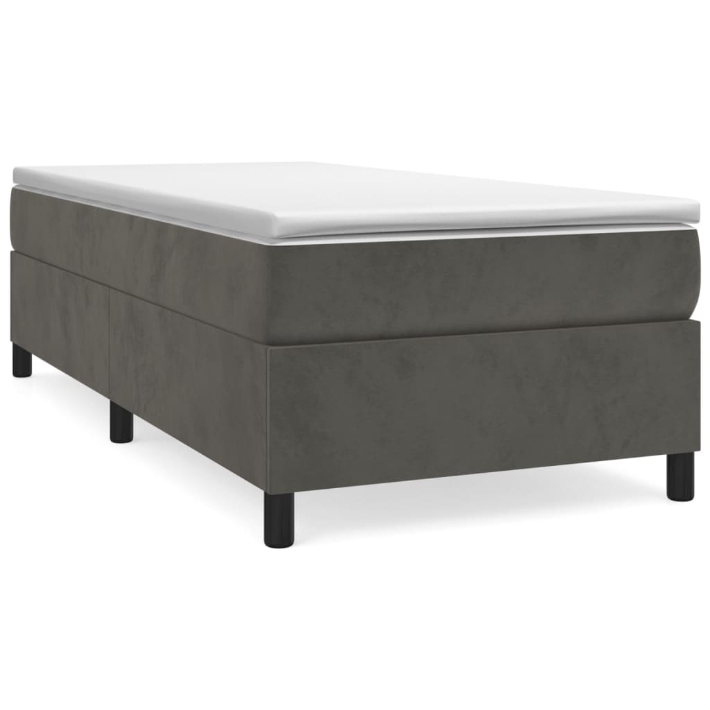Cadre de lit sans matelas gris foncé 100x200 cm velours - XIOS
