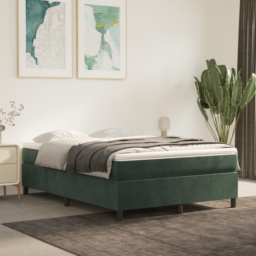 Cadre de lit sans matelas vert foncé 140x200 cm velours - XIOS