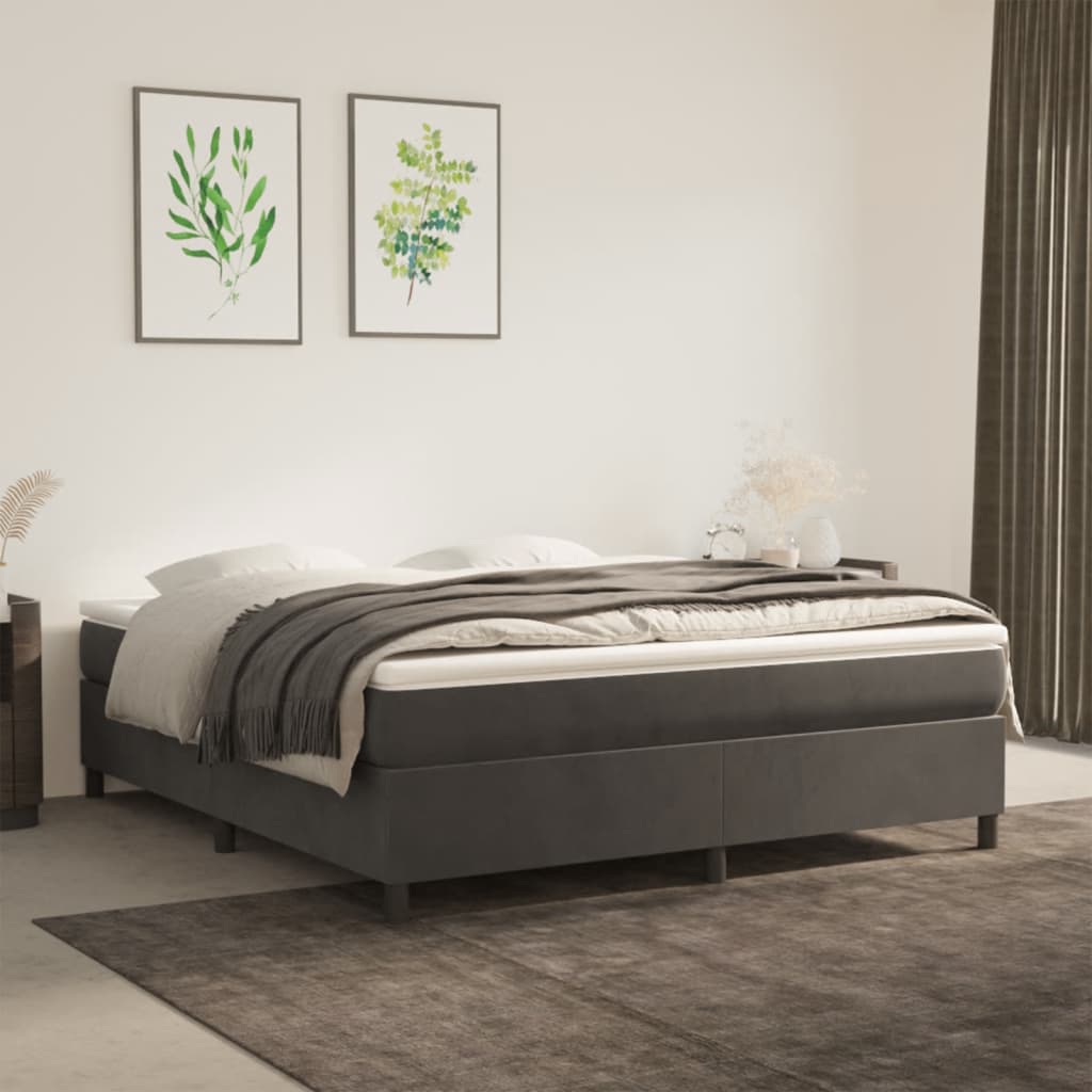 Cadre de lit sans matelas gris foncé 160x200 cm velours - XIOS