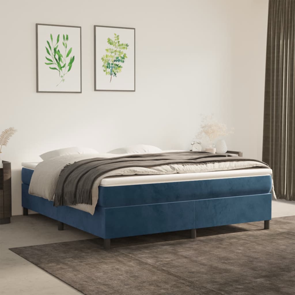 Cadre de lit sans matelas bleu foncé 160x200 cm velours - XIOS
