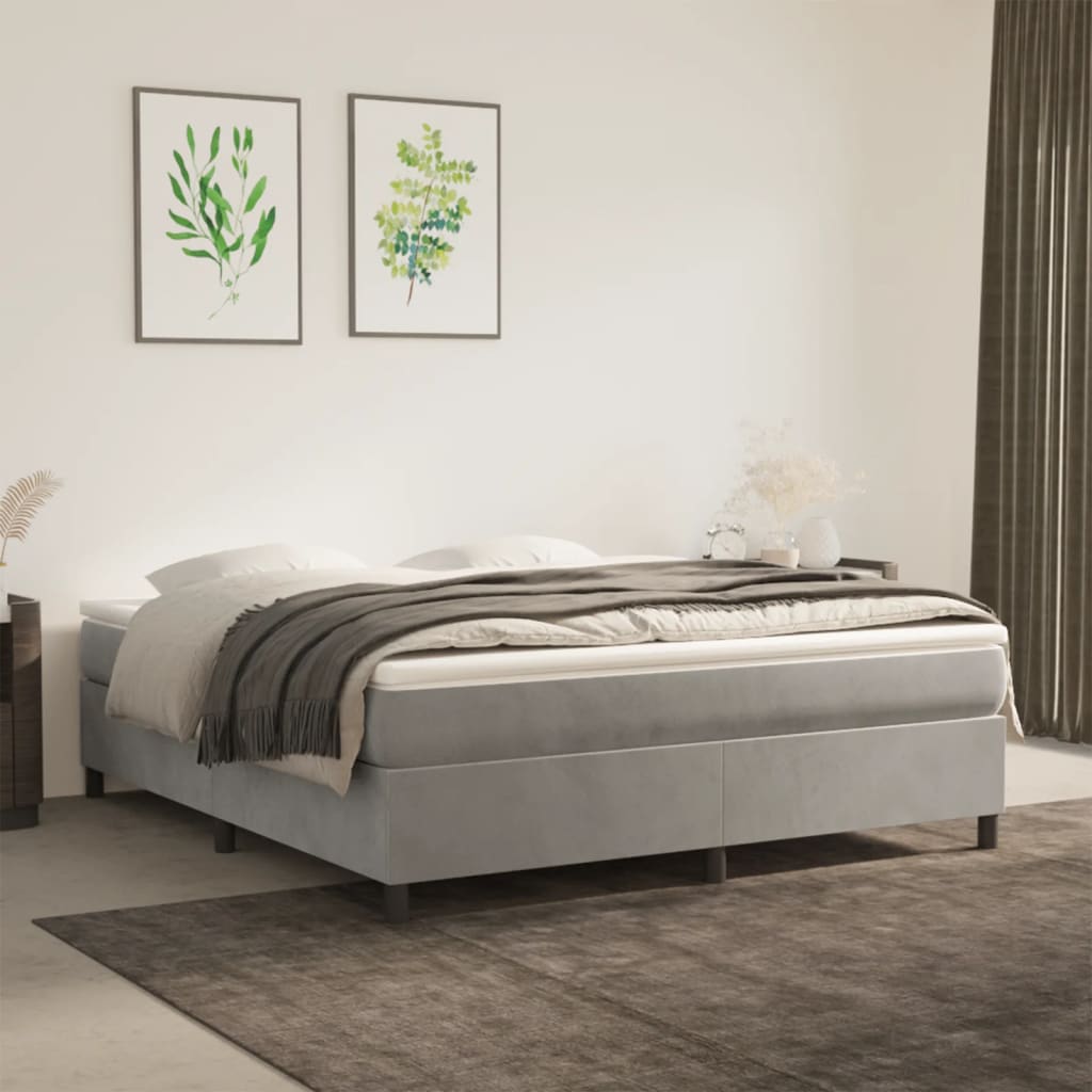 Cadre de lit sans matelas gris clair 180x200 cm velours - XIOS
