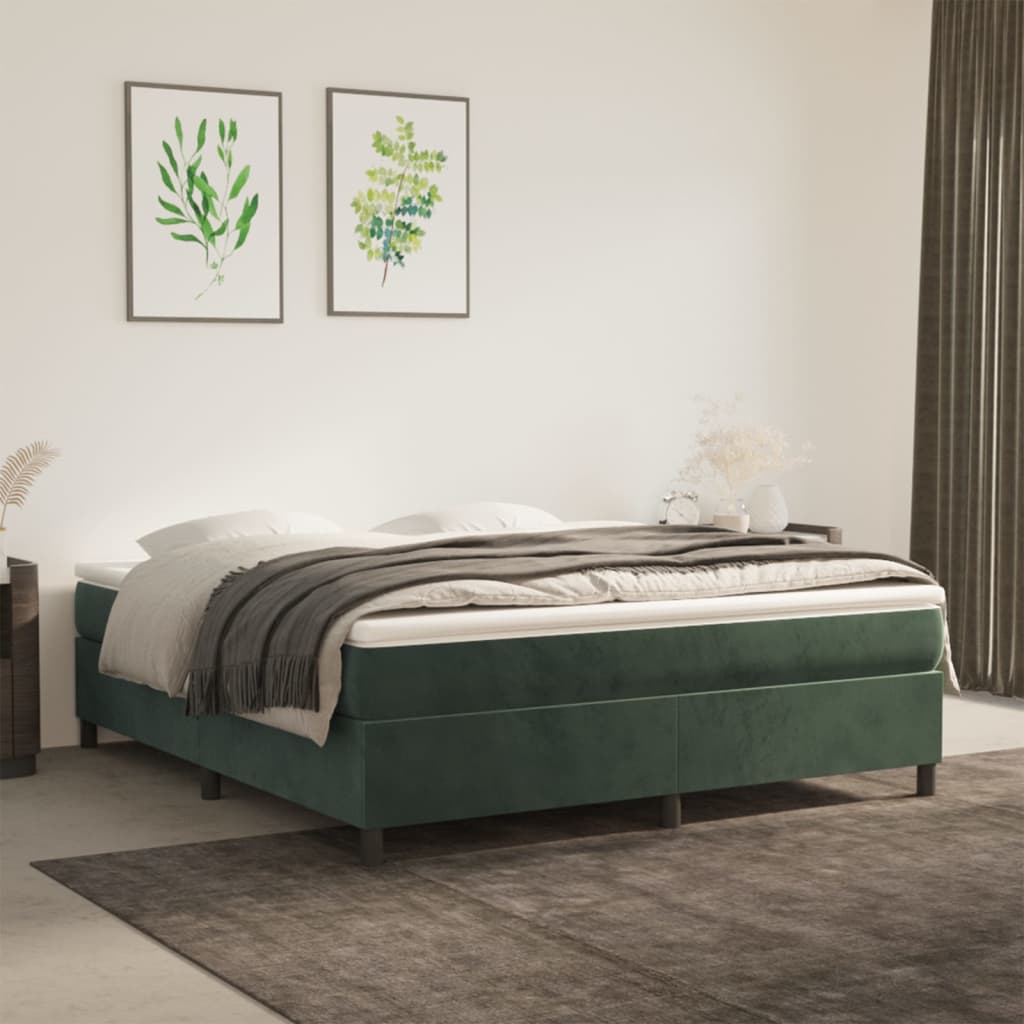 Cadre de lit sans matelas vert foncé 180x200 cm velours - XIOS