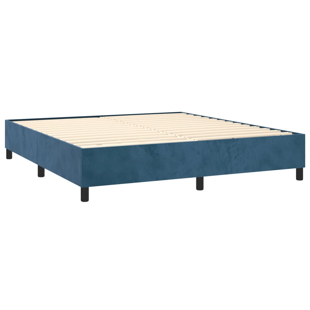 Cadre de lit sans matelas bleu foncé 200x200 cm velours - XIOS
