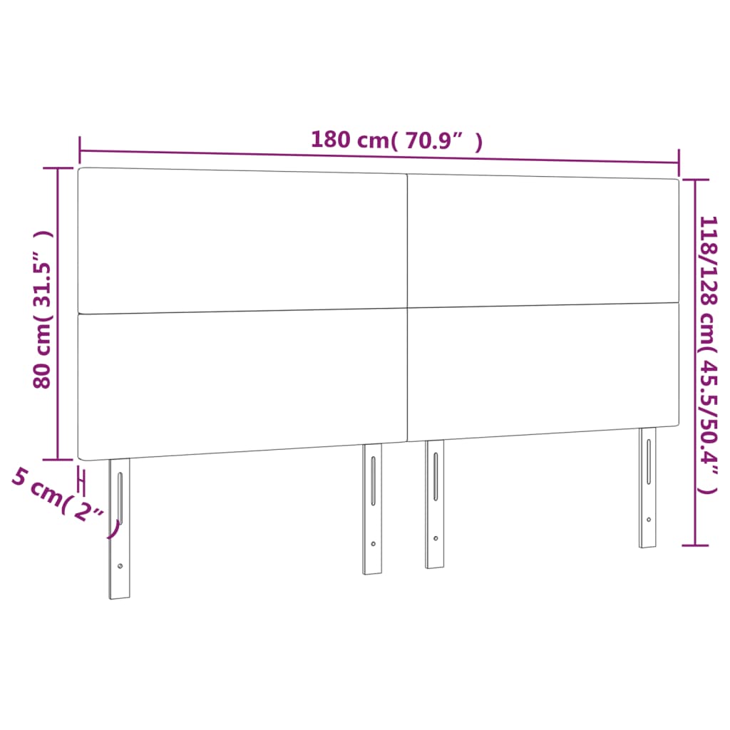 Tête de lit Taupe 180x5x118/128 cm Tissu - XIOS