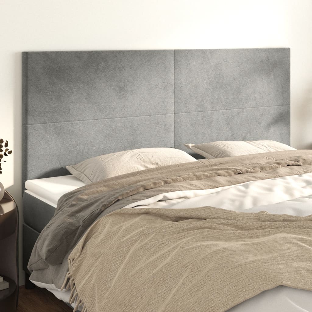 Têtes de lit 4 pcs Gris clair 80x5x78/88 cm Velours - XIOS